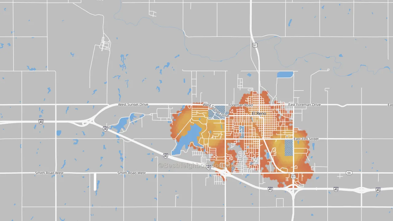Bike Grade map of Concho, OK