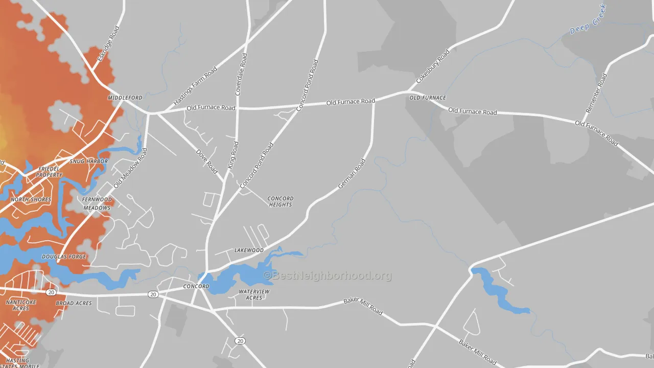 Bike Grade map of Concord, DE