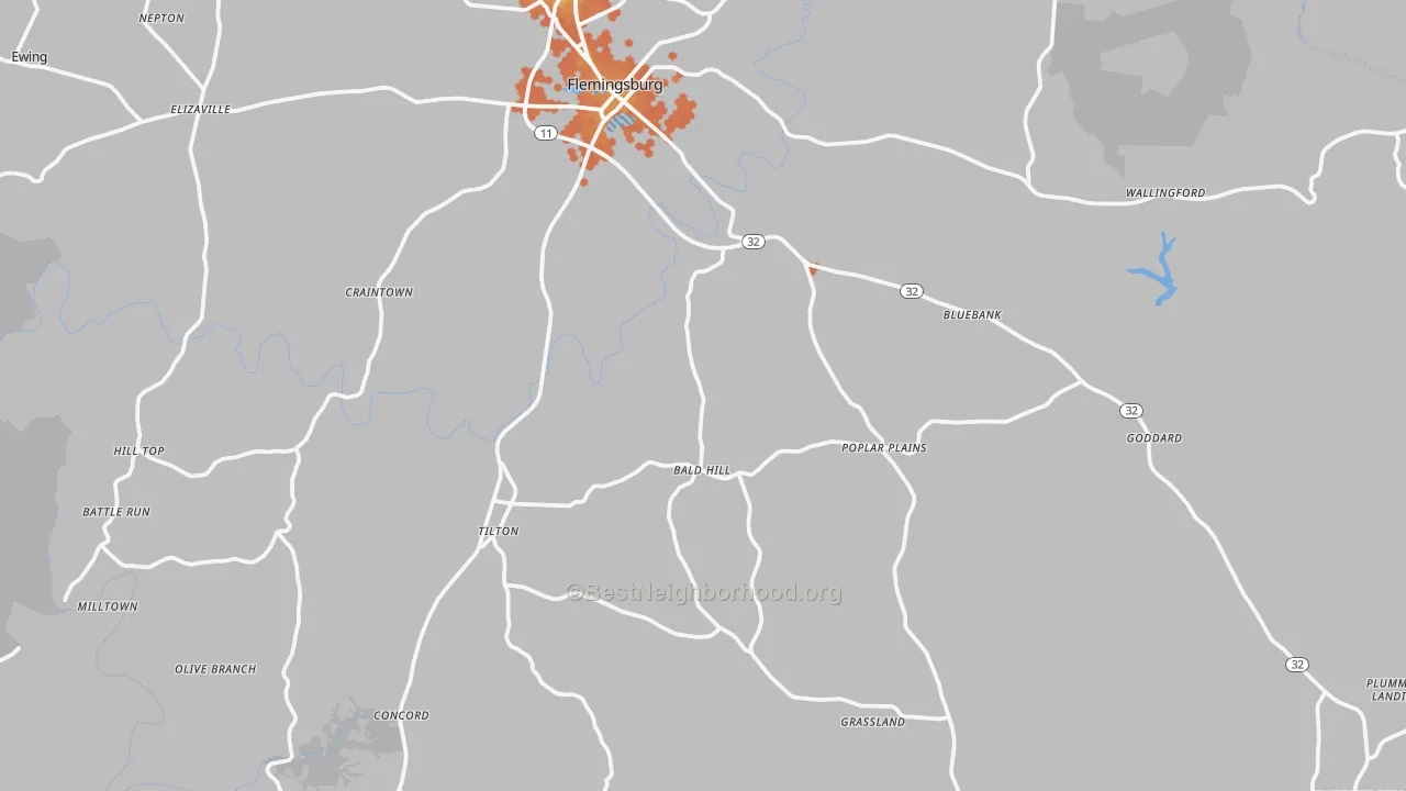 Bike Grade map of Concord, KY