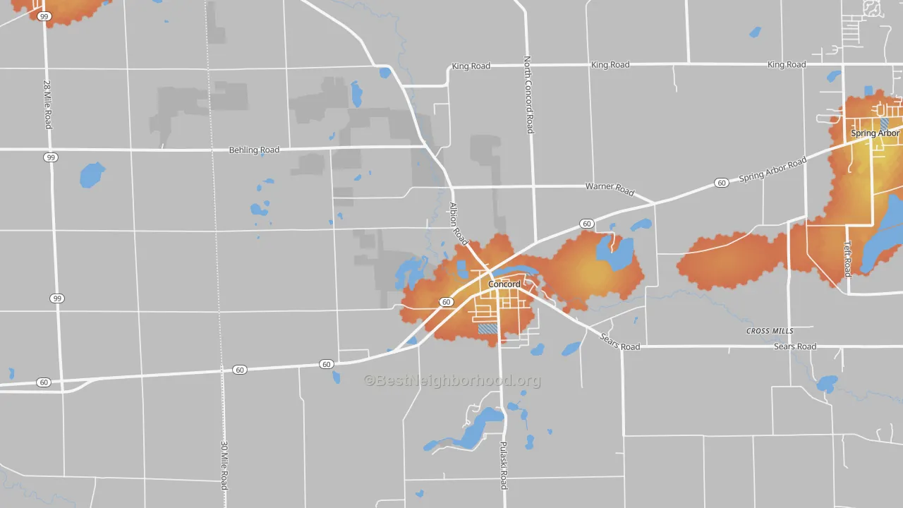 Bike Grade map of Concord, MI