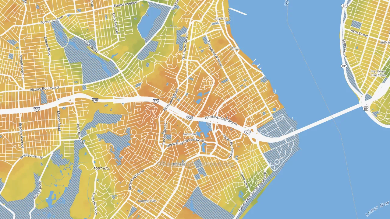 Bike Grade map of Concord, Staten Island, NY