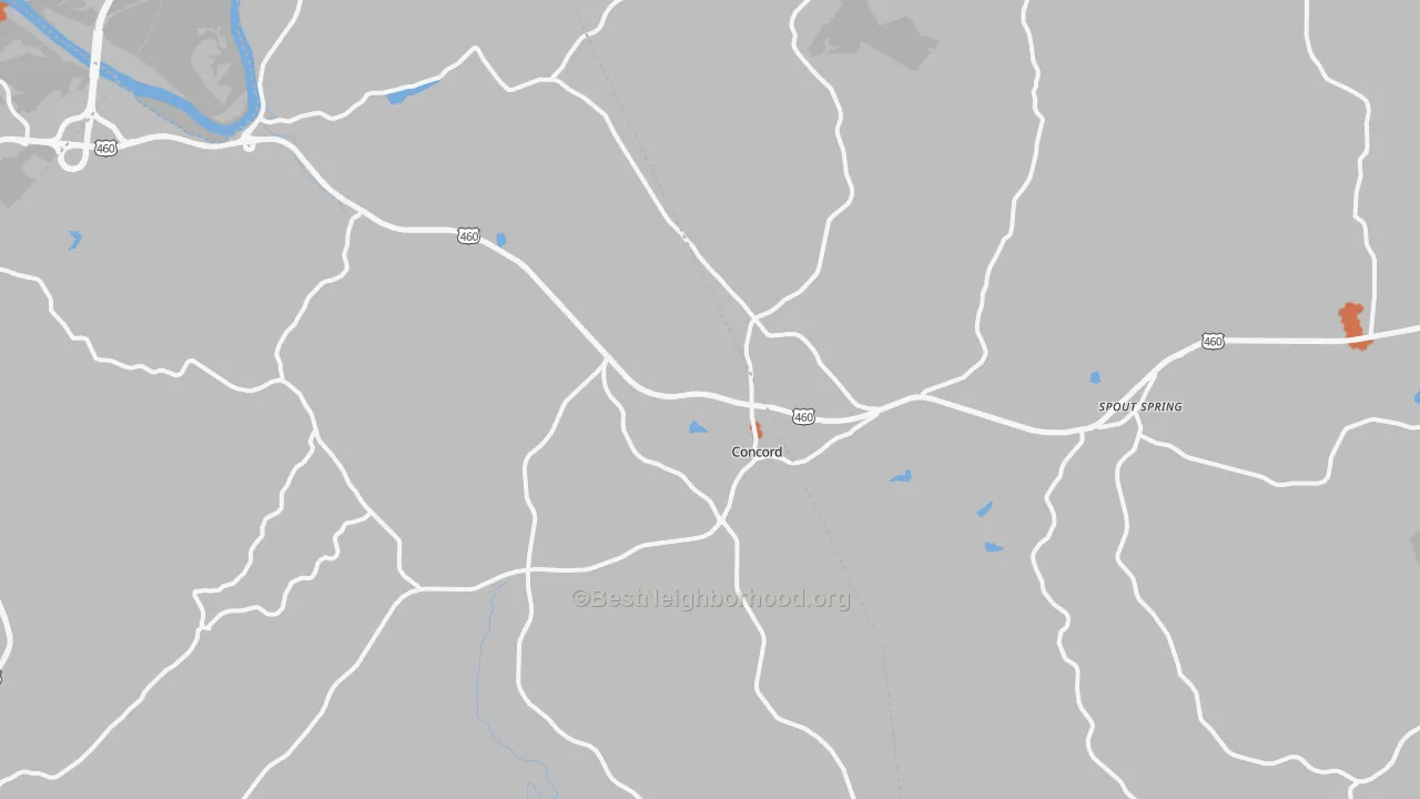 Bike Grade map of Concord, VA