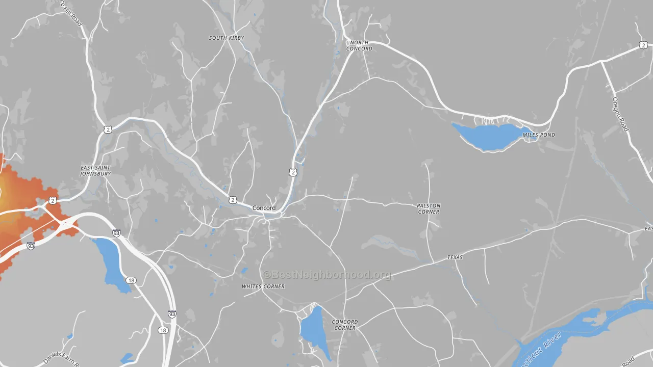Bike Grade map of Concord, VT