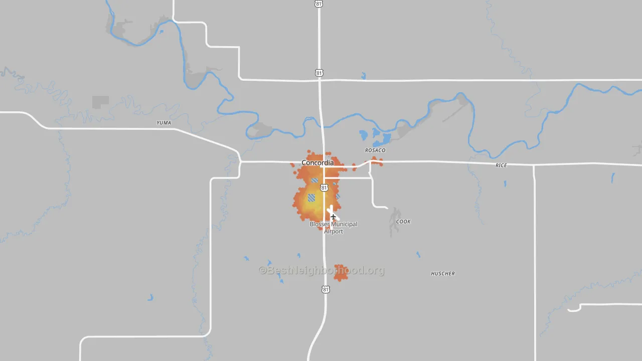 Bike Grade map of Concordia, KS