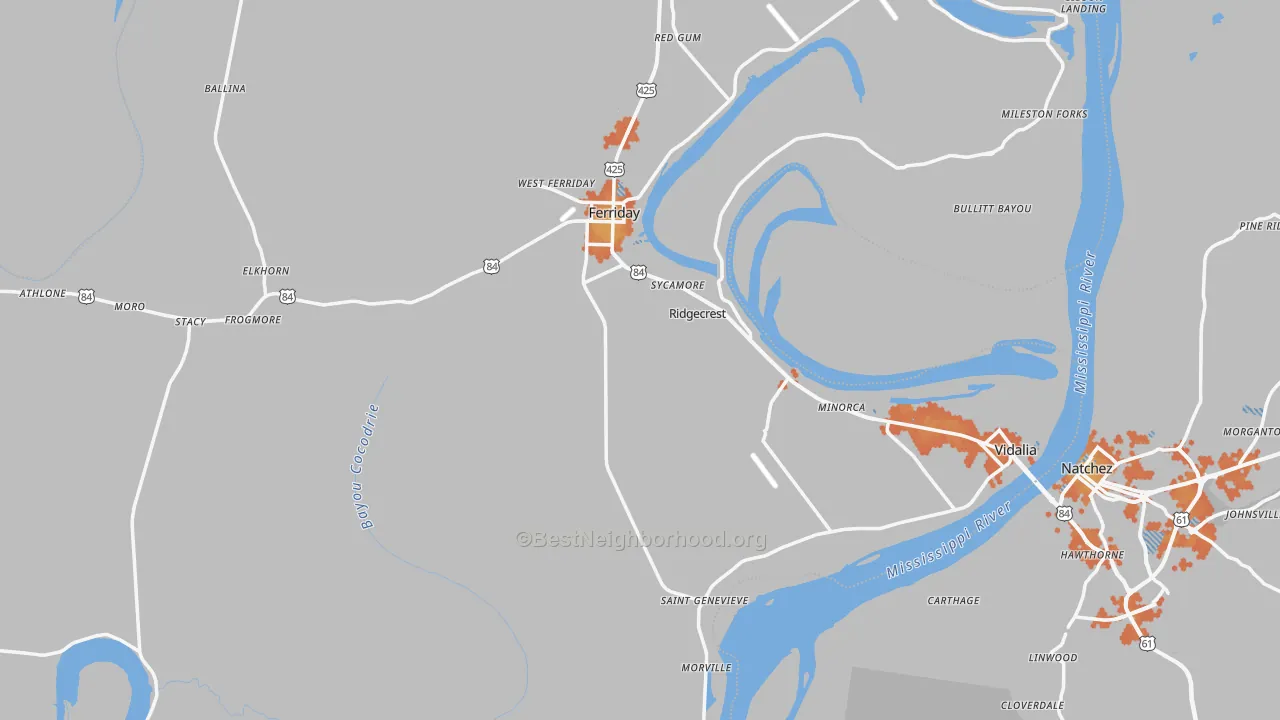 Bike Grade map of Concordia Parish, LA