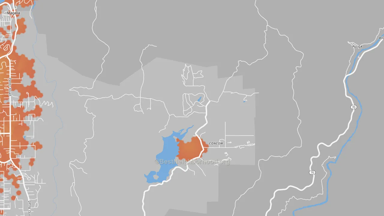 Bike Grade map of Concow, CA