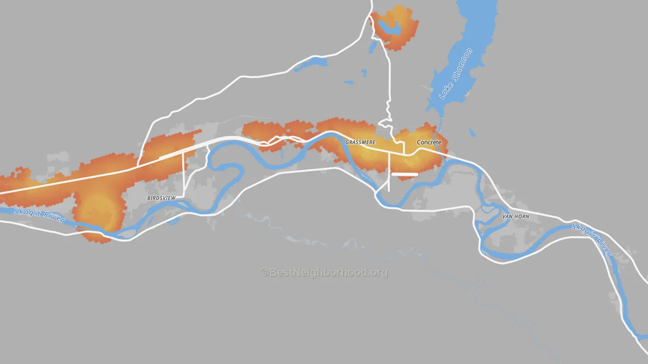Bike Grade map of Concrete, WA