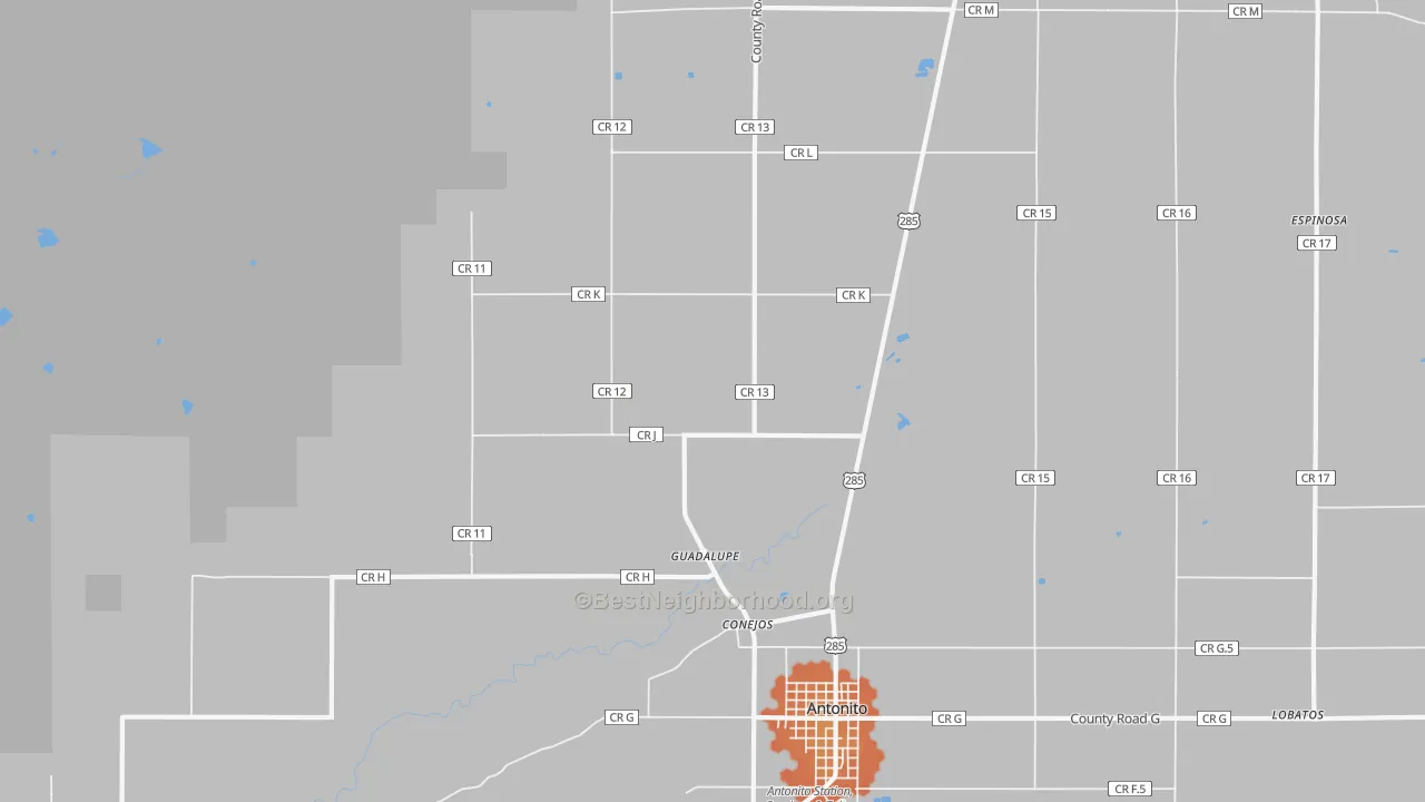 Bike Grade map of Conejos, CO