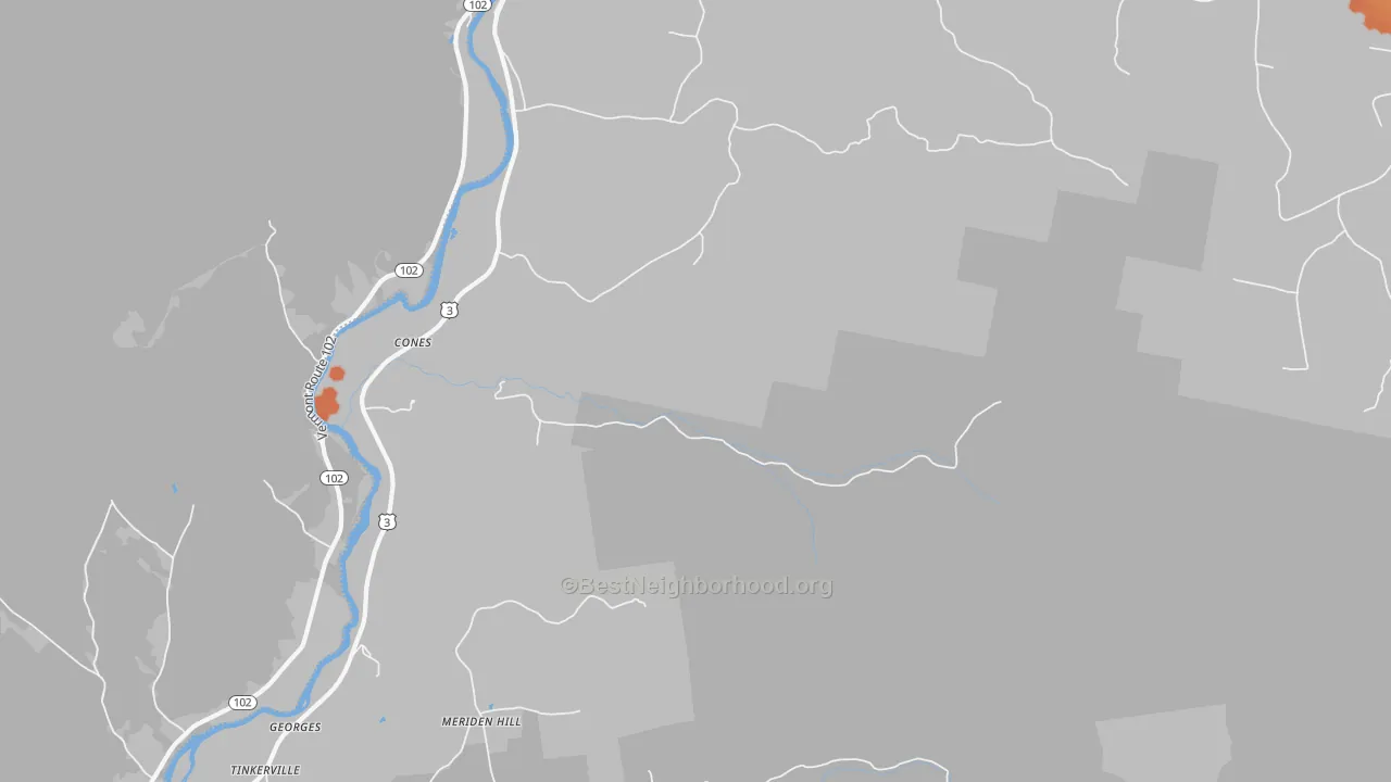 Bike Grade map of Cones, NH