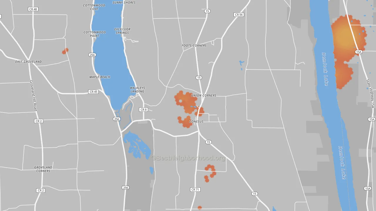 Bike Grade map of Conesus, NY