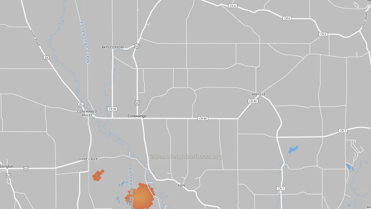 Bike Grade map of Conewango Valley, NY