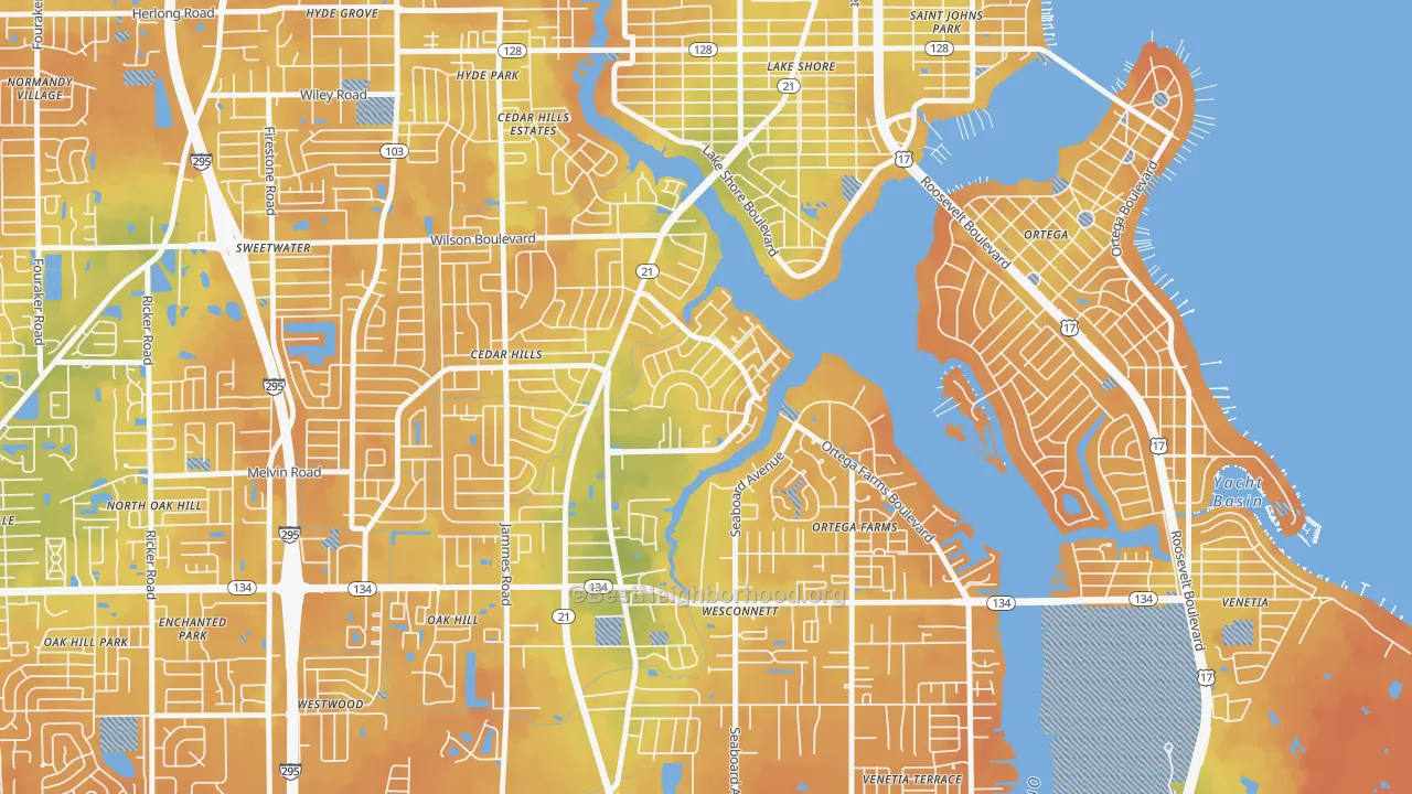 Bike Grade map of Confederate Point, Jacksonville, FL