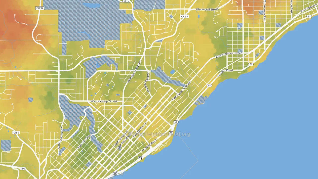 Bike Grade map of Congdon Park, Duluth, MN
