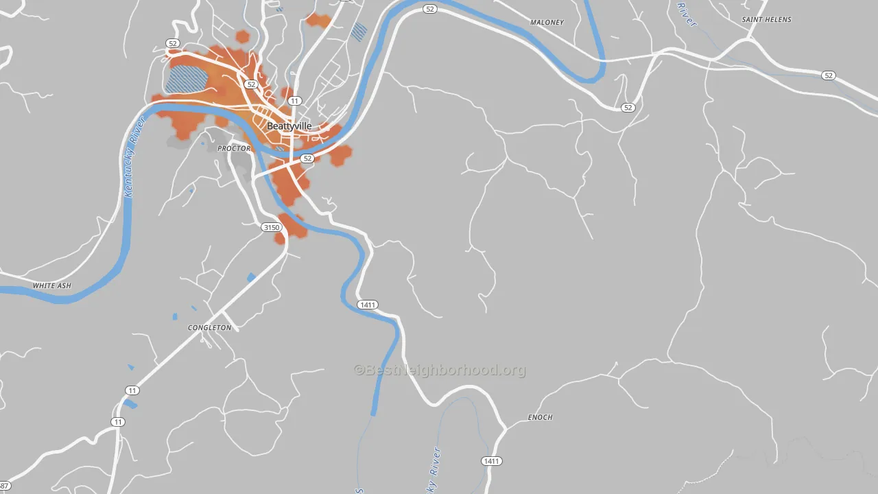 Bike Grade map of Congleton, KY