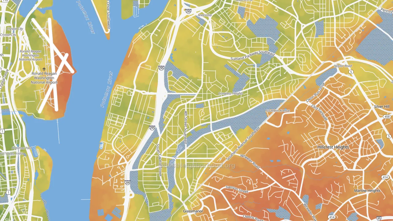 Bike Grade map of Congress Heights, Washington, DC
