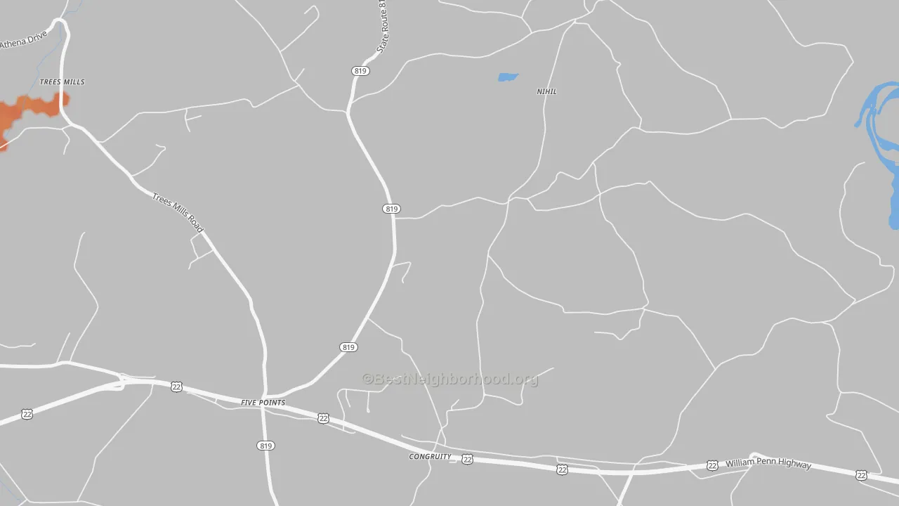 Bike Grade map of Congruity, PA