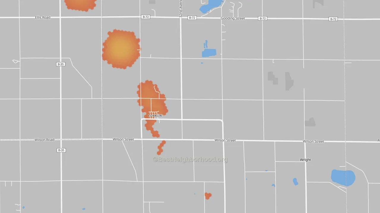 Bike Grade map of Conklin, MI