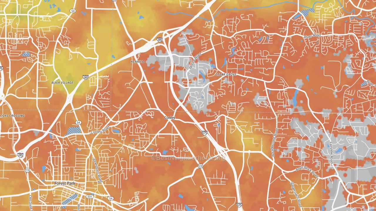 Bike Grade map of Conley, GA