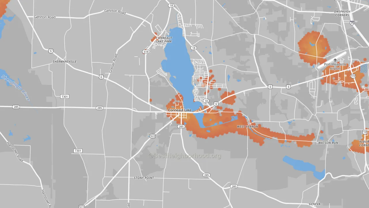 Bike Grade map of Conneaut Lake, PA