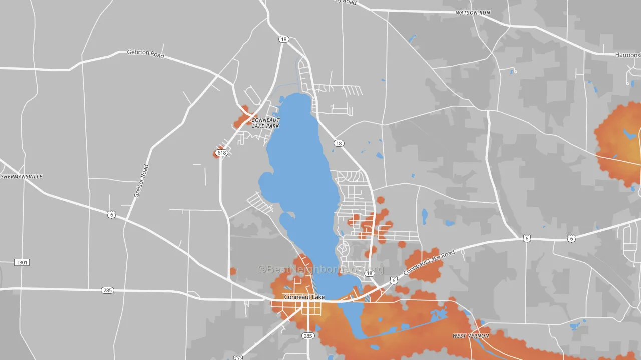 Bike Grade map of Conneaut Lakeshore, PA