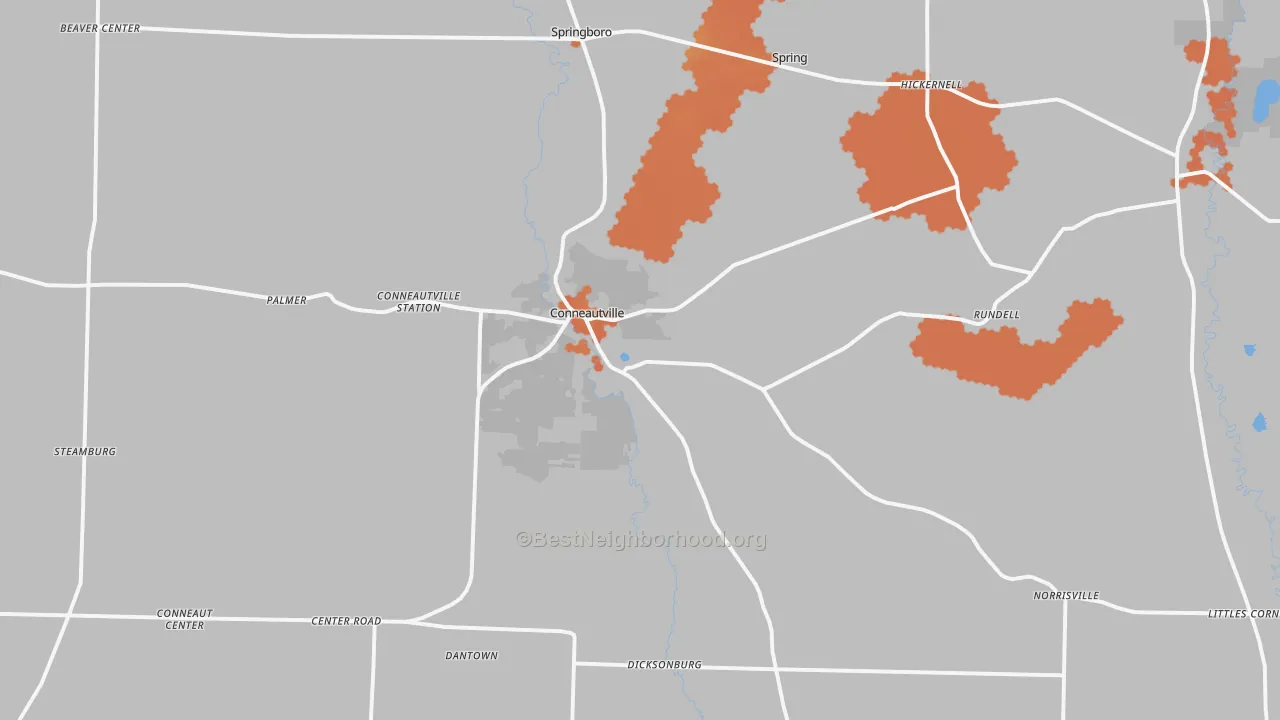 Bike Grade map of Conneautville, PA