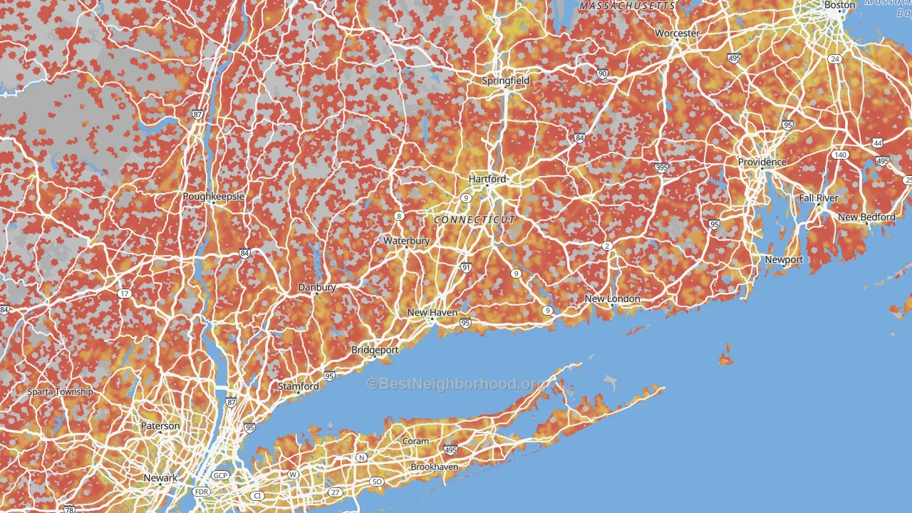 Bike Grade map of Connecticut