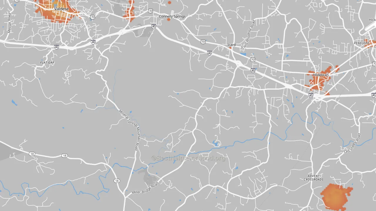 Bike Grade map of Connellys Springs, NC
