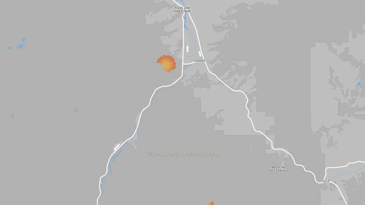 Bike Grade map of Conner, MT