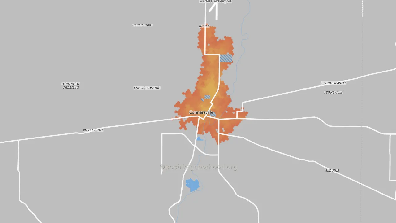Bike Grade map of Connersville, IN