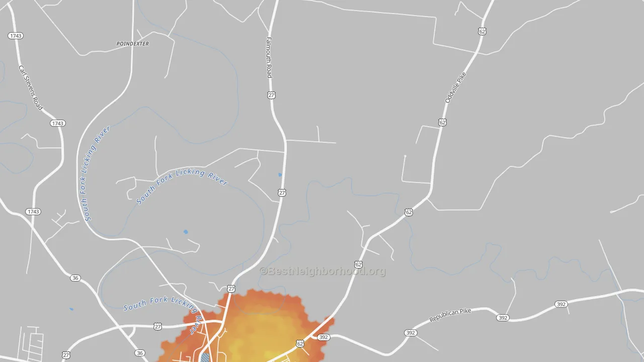 Bike Grade map of Connersville, KY