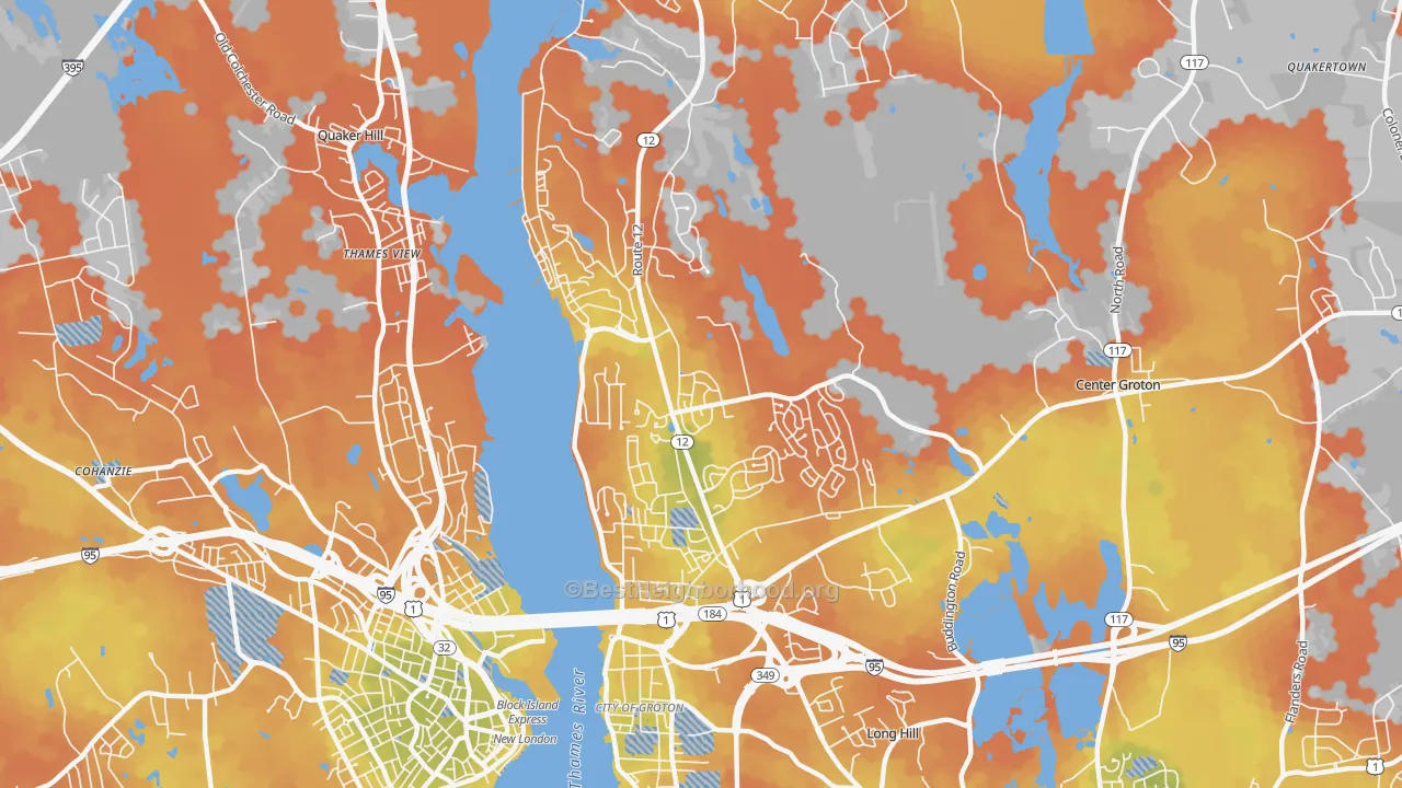 Bike Grade map of Conning Towers Nautilus Park, CT