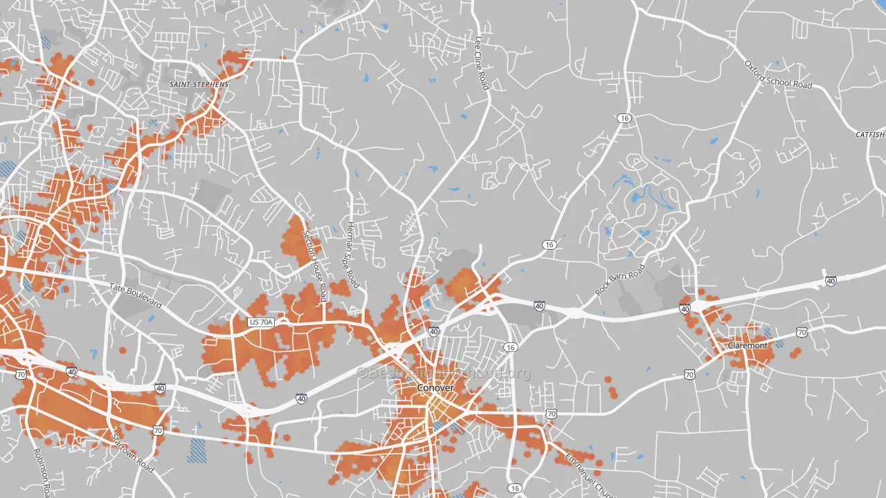 Bike Grade map of Conover, NC