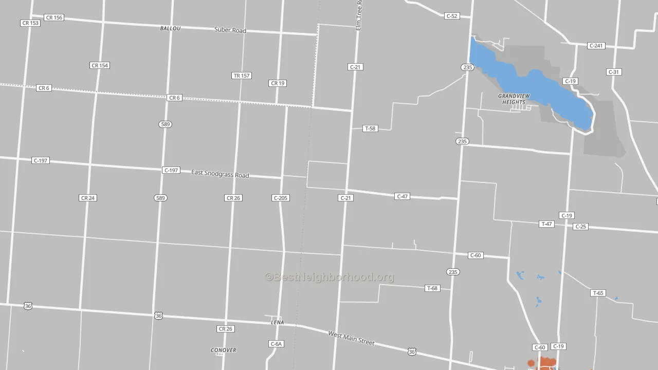 Bike Grade map of Conover, OH