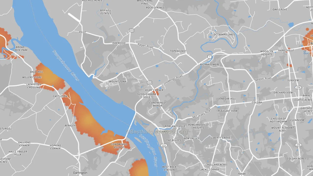 Bike Grade map of Conowingo, MD