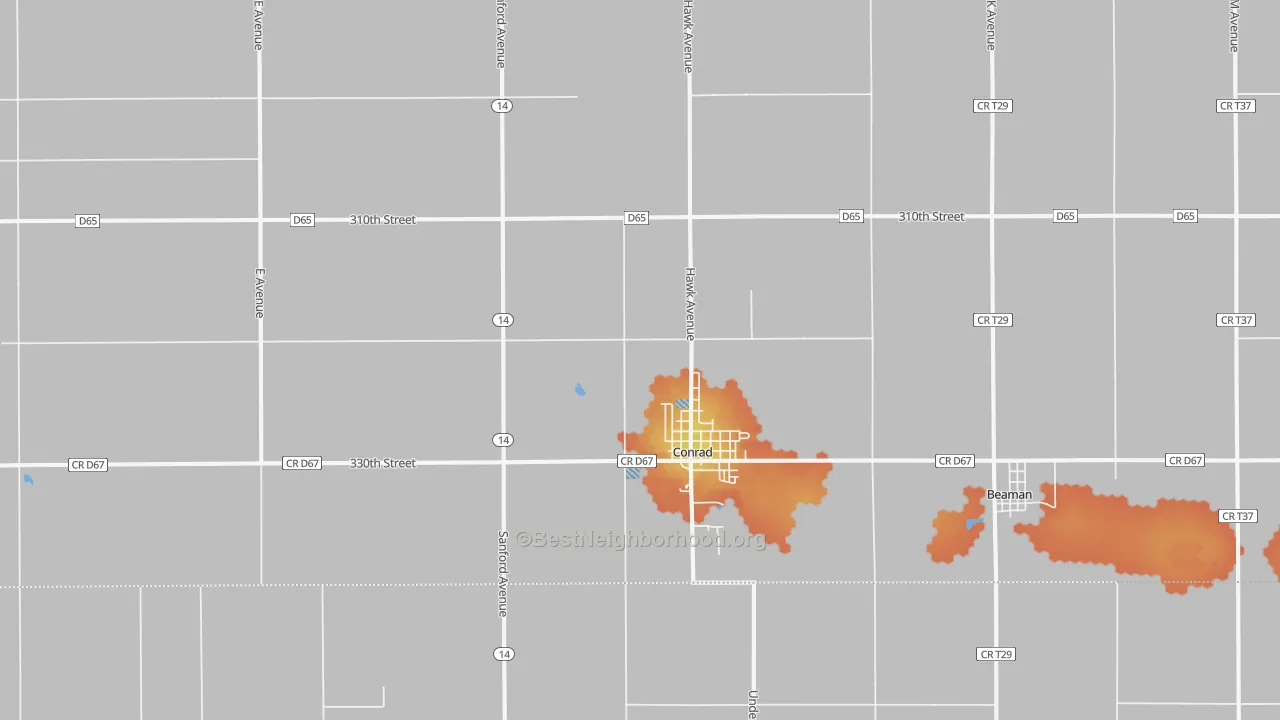 Bike Grade map of Conrad, IA