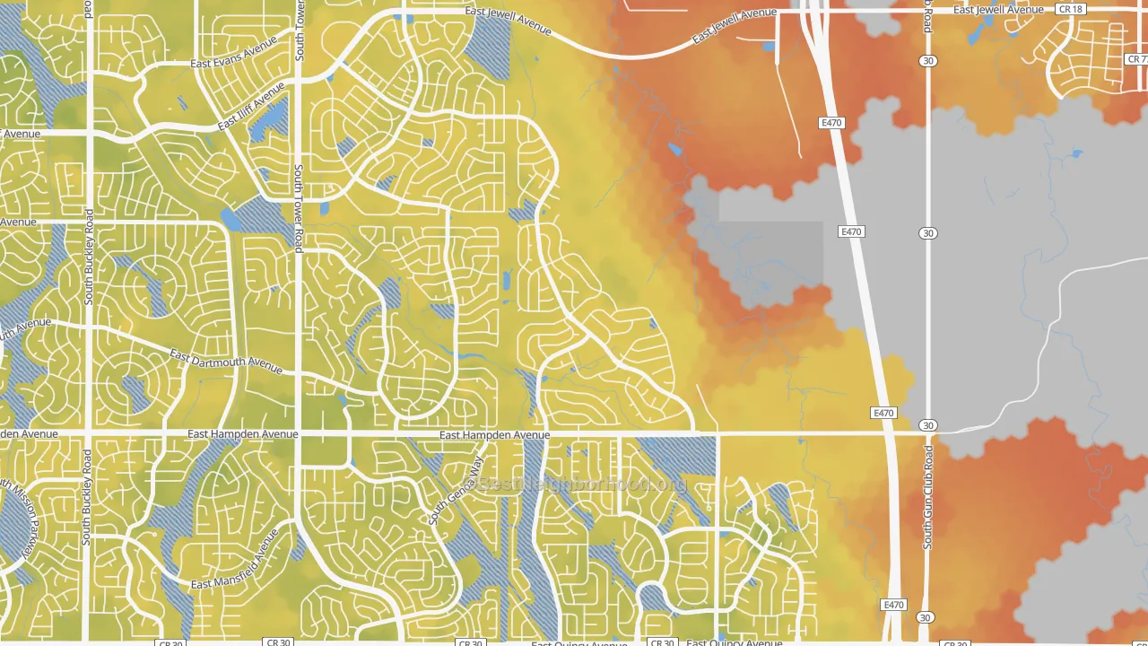 Bike Grade map of Conservatory, Aurora, CO