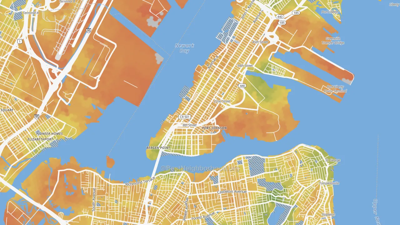 Bike Grade map of Constable Hook, Bayonne, NJ