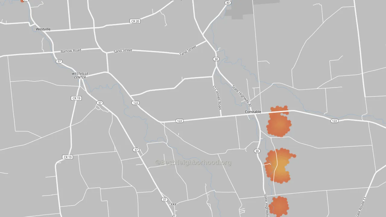 Bike Grade map of Constable, NY
