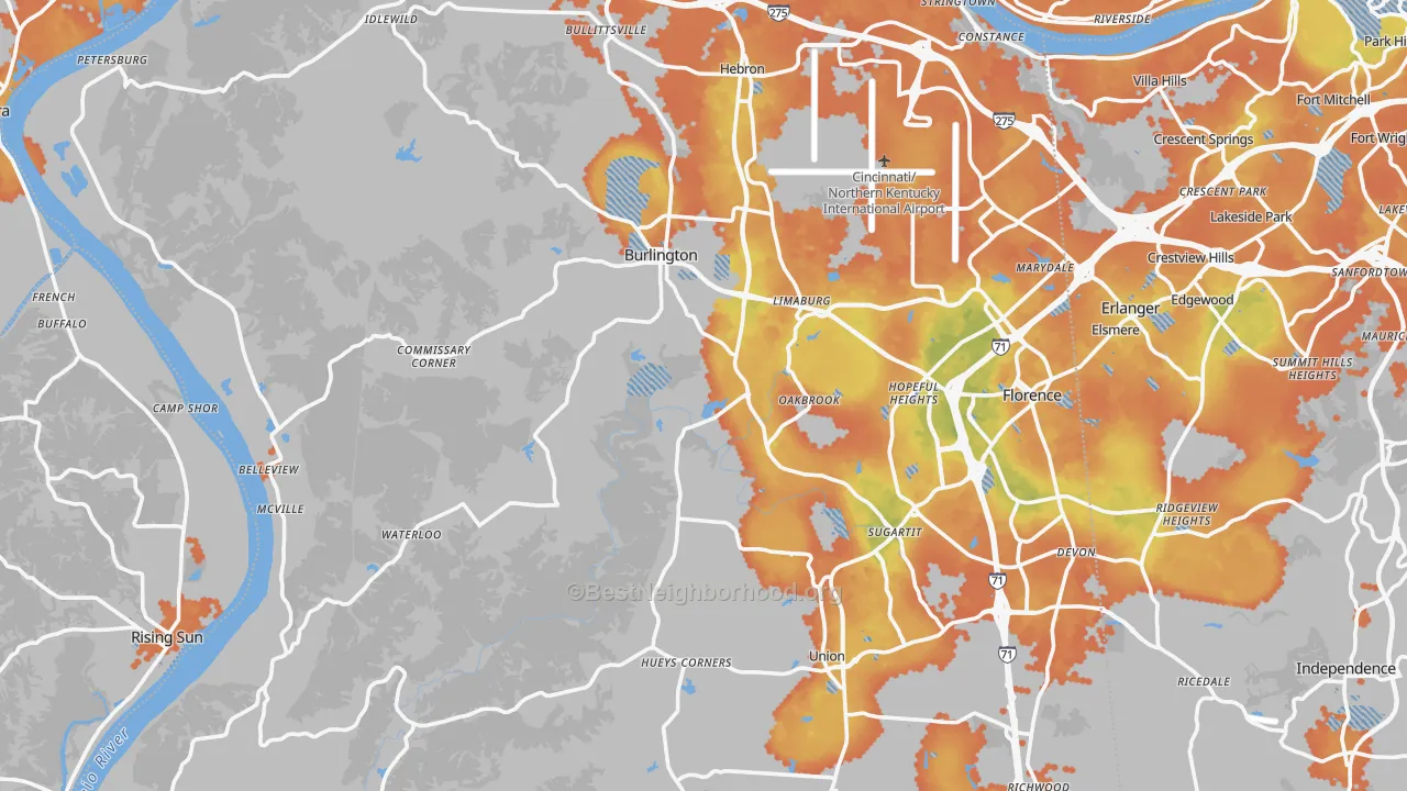 Bike Grade map of Constance, KY