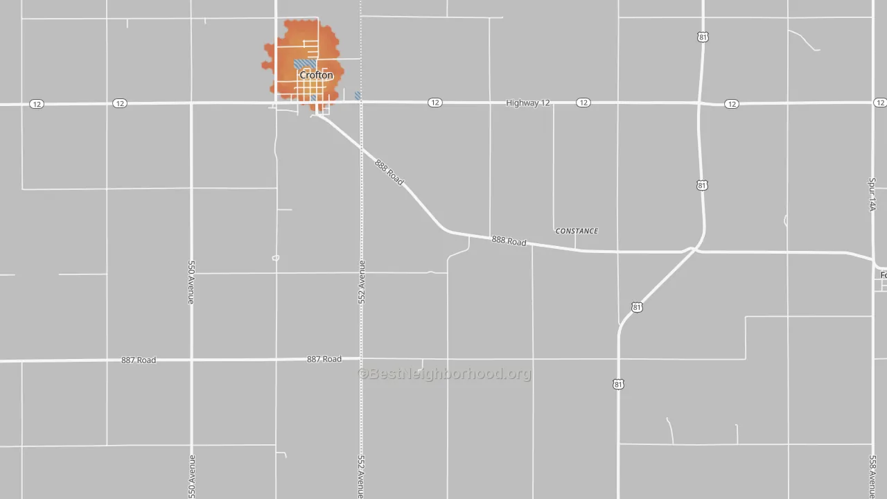 Bike Grade map of Constance, NE