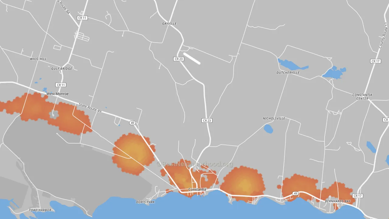 Bike Grade map of Constantia, NY