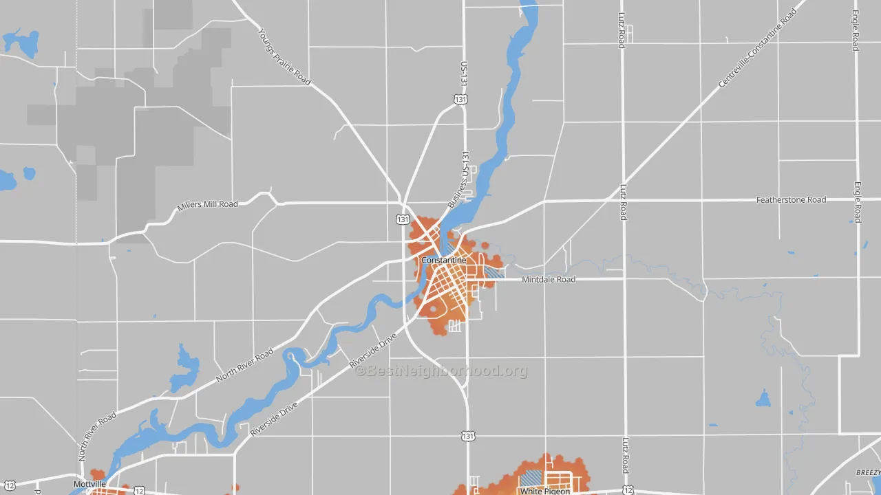 Bike Grade map of Constantine, MI