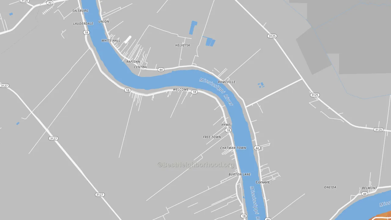 Bike Grade map of Convent, LA