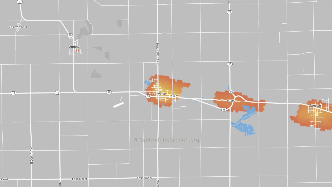 Bike Grade map of Converse, IN