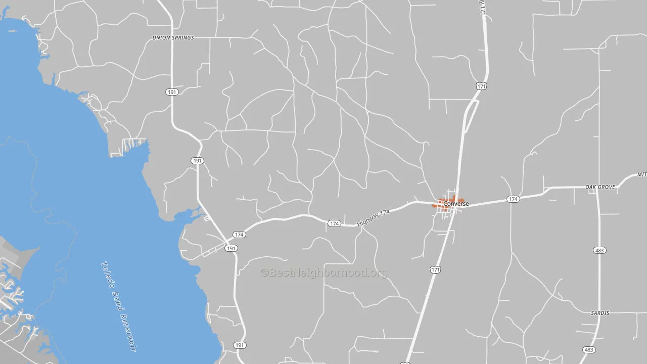 Bike Grade map of Converse, LA