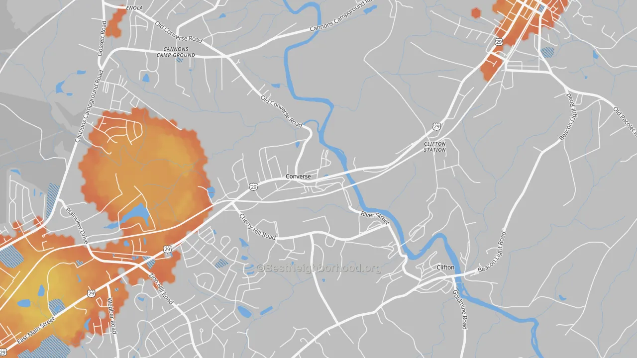 Bike Grade map of Converse, SC
