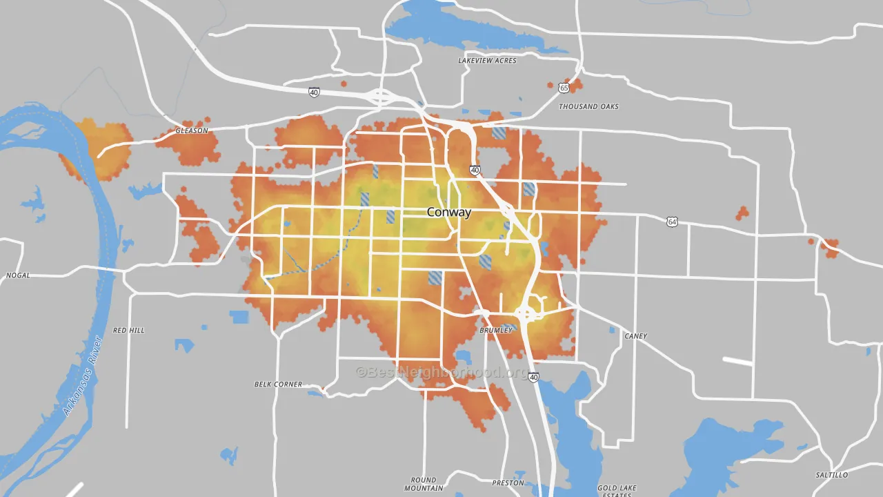 Bike Grade map of Conway, AR