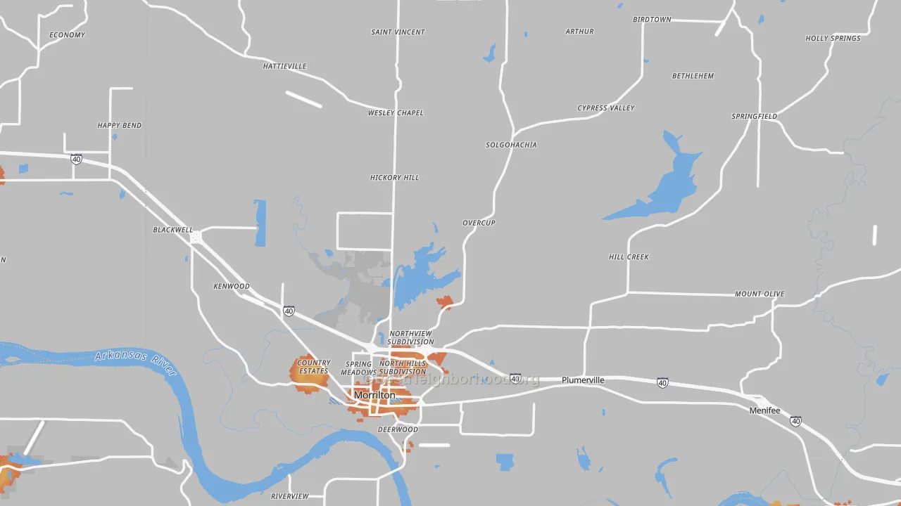 Bike Grade map of Conway County, AR
