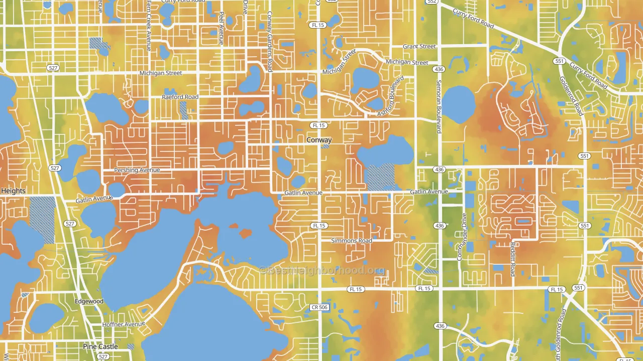 Bike Grade map of Conway, FL