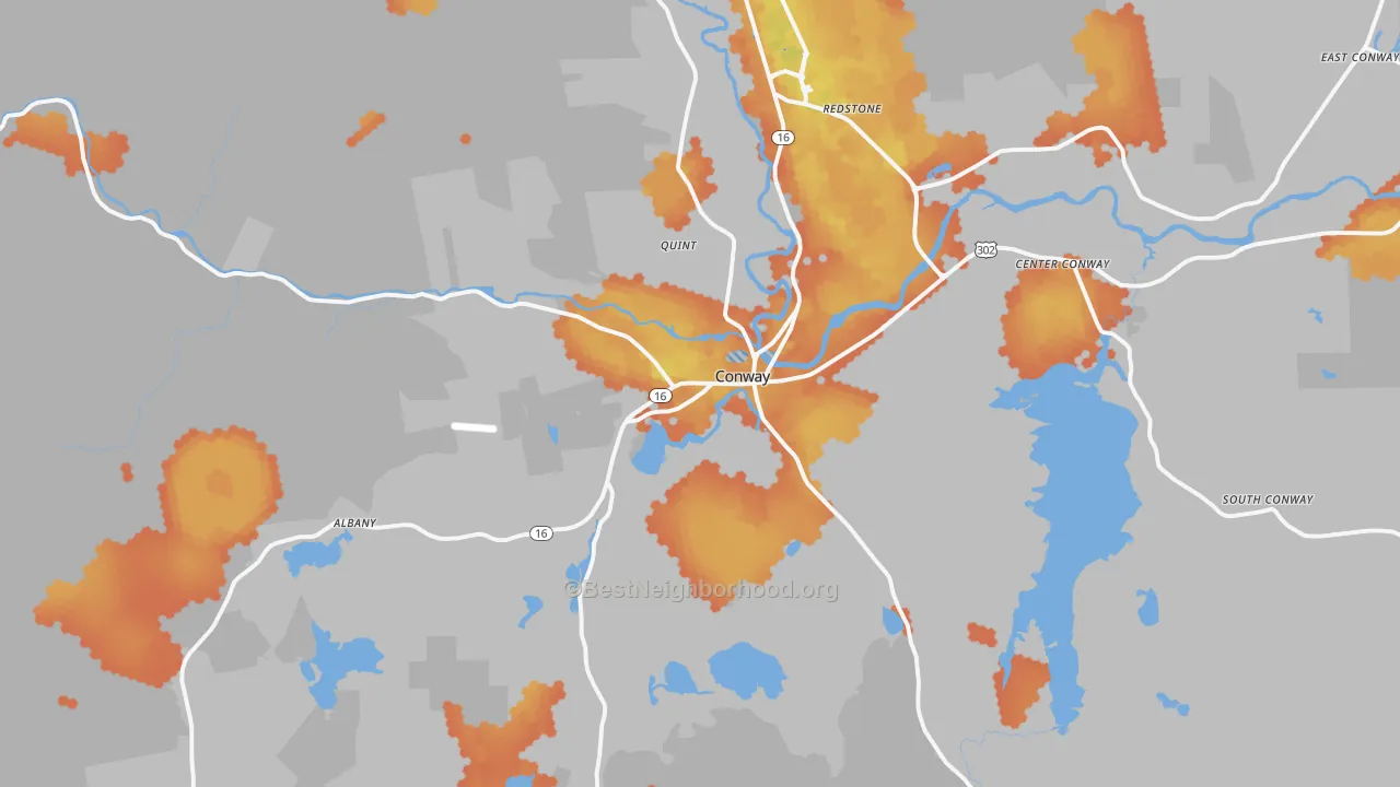 Bike Grade map of Conway, NH